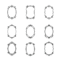 Elegant Round Frames and Decorative Borders Vector Illustration on White Background