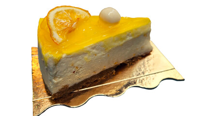 Lemon and raspberry cheesecake on a gold-gilded display stand