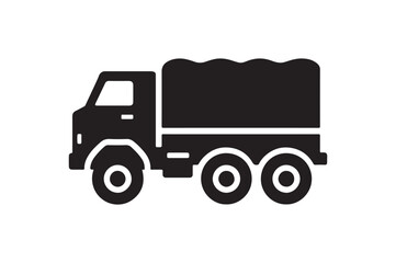 Army Truck icon silhouette vector with white background