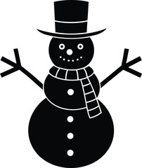 Festive snowman silhouette vector illustration winter holiday