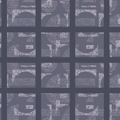 Abstract geometric pattern in muted lavender on light beige background.