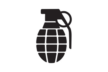 Hand Grenade icon silhouette vector with white background