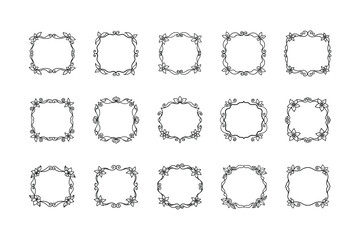 Vintage Ornate Square and Round Borders Collection Vector Illustration on White Background