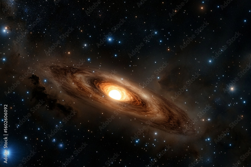 Poster wormhole glowing and distorting the cosmic space in a vibrant galactic setting