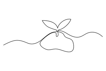 Continuous single line art of seed sprouting and plant growth stages minimalist botanical vector
