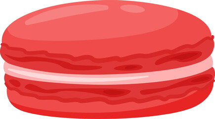 Red macaron featuring a luscious cream filling, isolated against a crisp white background, offering an enticing and delightful treat for dessert enthusiasts and lovers of sweets