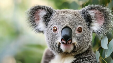 Obraz premium Close-up of a koala's fuzzy ear and innocent eye, soft fur, charming