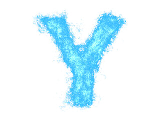 Glowing blue letter Y on a white background with a smoky, ethereal effect