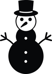 Simple snowman silhouette vector illustration winter holiday