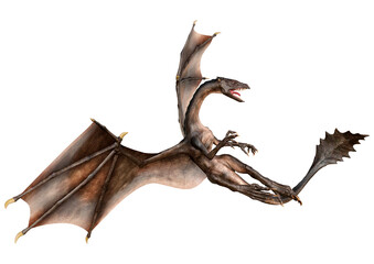 3D Rendering Fairy Tale Dragon on White