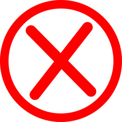 Fototapeta premium Cancel Icon Red Button Symbol on Transparent Background PNG