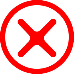 Red Cancel Button Icon on Transparent Background PNG
