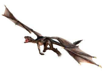 3D Rendering Fairy Tale Dragon on White