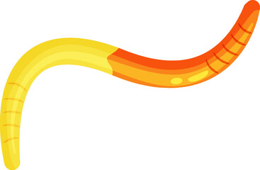 Colorful illustration of an earthworm crawling with a segmented body and prominent yellow clitellum, ideal for educational materials on invertebrates and soil biology