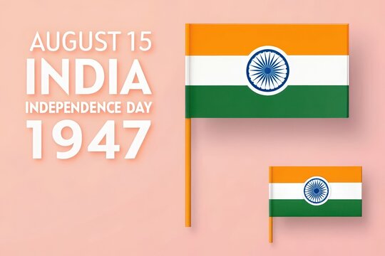 Celebrating india independence day august 15 1947 with national flags