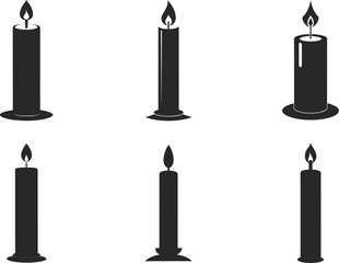 Silhouette Collection of Burning Candles Vector Illustration for Spiritual Occasions 
