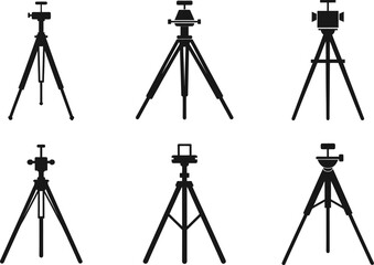 Various Camera Tripod Silhouette Collection for Photography 