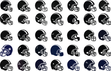 American Football Helmets Collection Sport Protective Gear Vector Illustration for Team Spirit 