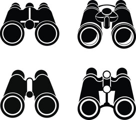 Binoculars Vector Set Collection Optics Exploration Vision Device Search Observation Long Distance View Finding Tool Adventure Travel Tourist Equipment