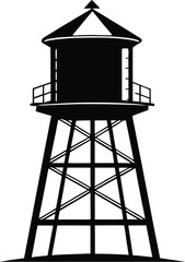 Black and White Silhouette of a Water Tower a Symbol of Americana and Small Town Life with a Vintage Feel
