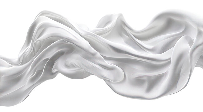 Abstract, flowing white fabric drapes in a dynamic, wavy pattern - Powered by Adobe