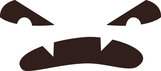 Minimalist Halloween pumpkin carving stencil featuring an angry face with large eyes and sharp teeth, ideal for creating a spooky atmosphere during Halloween celebrations