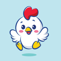hand drawn cute cartoon character chicken is happy for elements, clipart , sticker, logo
