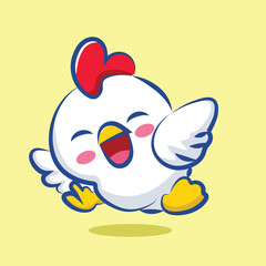 hand drawn cute cartoon character chicken is laughed embarrassedly for elements, clipart , sticker, logo