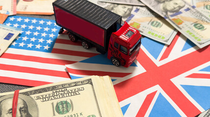 flags of the United States and the European Union, dollars 