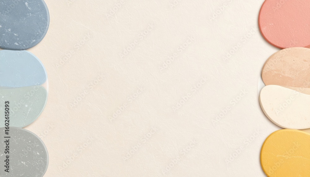 Poster abstract composition of color gradients and smooth textures with beige background