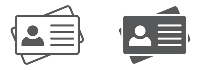 ID Card icon set. ID Card icon collection. Driver's license Identification card icon symbol. ID Badge Symbol. Identity sign. Vector illustration.