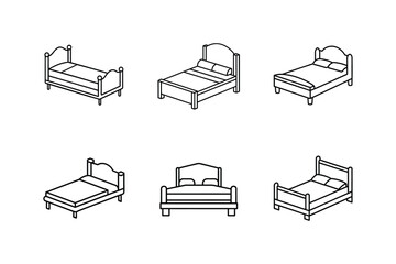 bed icon line art vector illustration