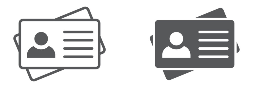 ID Card icon set. ID Card icon collection. Driver's license Identification card icon symbol. ID Badge Symbol. Identity sign. Vector illustration.