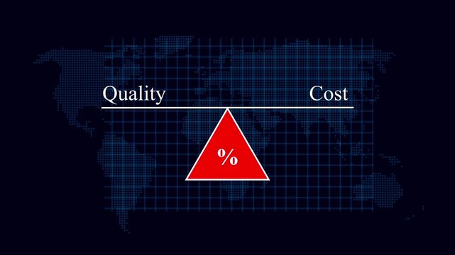 High Quality Animated Percentage Quality and Cost Comparison Chart Icon with Glowing Data Bars and Graph for Business, Analysis, Finance, and Performance Visualization Projects
