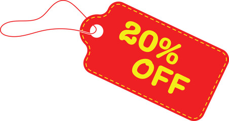 Bright Red 20% Off Discount Tag