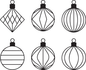 Set of Christmas balls and ornaments holiday decoration vector illustration. Christmas ball silhouette vector set. Christmas icon set