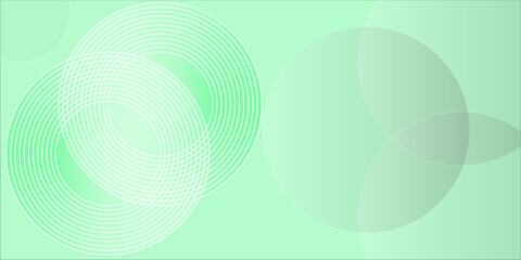 Minimalist abstract background with overlapping transparent circles and concentric white rings on a green gradient backdrop. Modern geometric design perfect for tech, digital, or creative projects.