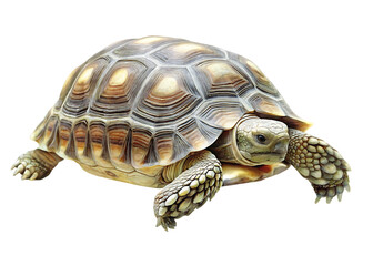 Obraz premium Tortoise with detailed shell and scales isolated on a transparent background reptile