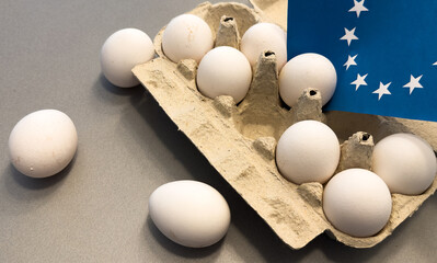 eu flag and eggs. Food prices rise. 