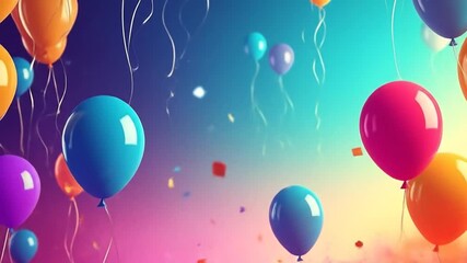 Colorful balloons and confetti celebration - Powered by Adobe