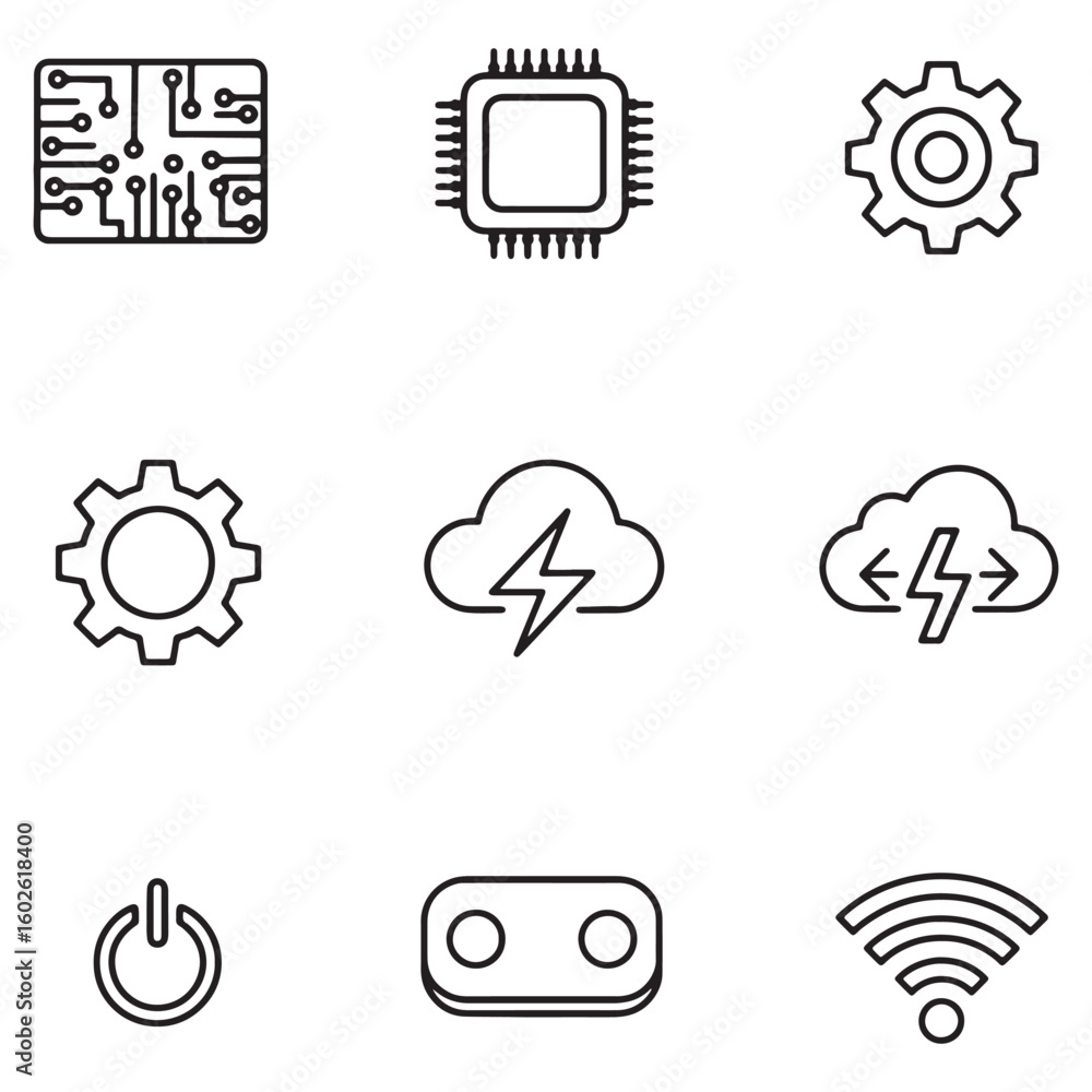 Aufkleber Clean and modern set of technology and software icons representing innovation