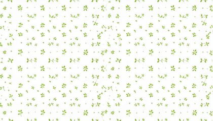 Delicate green floral pattern on white background; tiny leaves and blossoms repeat seamlessly.