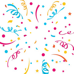 Colorful confetti and streamers pattern for festive celebration background