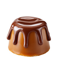 Obraz premium Caramel candy coated in chocolate. Sweet dessert treat with drips and glossy topping, confectionary, delicious, temptation, temptation.