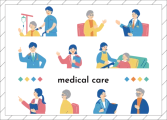 Fotobehang 医療従事者と高齢患者 © kid_a