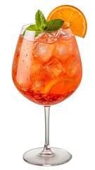 Refreshing orange aperol spritz cocktail with mint and orange slice