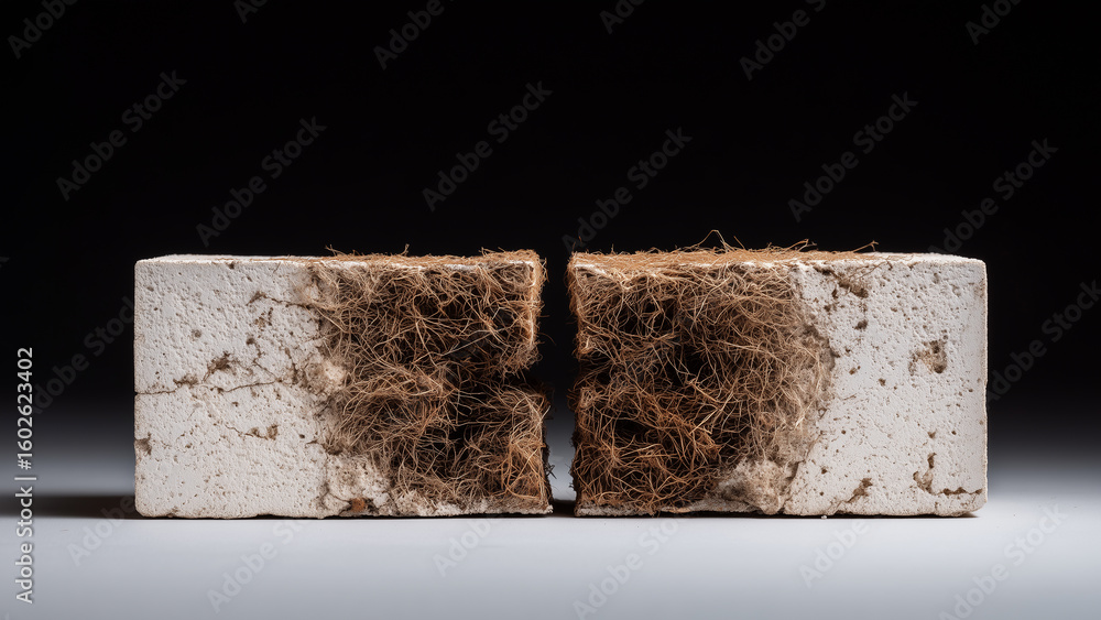 Poster this living bricks created with biocement display unique root structures emerging from their surface