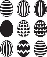 Set of Easter Egg Vector Illustrations for Spring Decoration. Bunny egg silhouette vector bundle. spring graphic vector set
