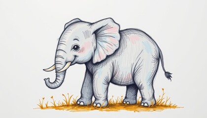 Obraz premium Adorable Baby Elephant Illustration
