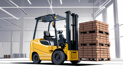 forklift in warehouse.Generative AI